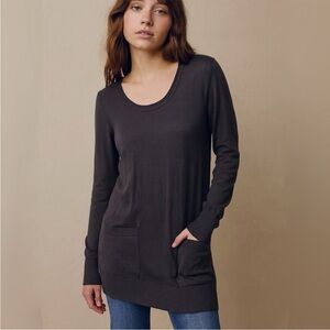 Gray Soft Wool Blend Long Tunic Sweater Shirt Size Medium